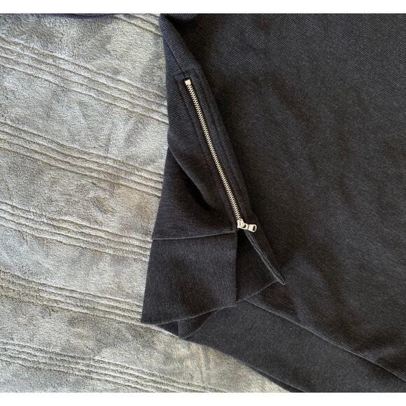 Calia Black Heather Elevate Ottoman Side Ribbed Zip Crew Neck Sweatshirt Medium - Picture 9 of 14